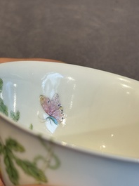 A pair of imperial Chinese famille rose 'balsam pear' bowls, Jiaqing mark and of the period