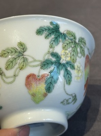 A pair of imperial Chinese famille rose 'balsam pear' bowls, Jiaqing mark and of the period