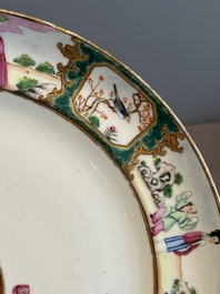 A pair of rare Chinese Canton famille rose armorial plates with the arms of Wight, ca. 1810