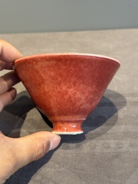 A Chinese peachbloom-glazed conical bowl, 19th C.