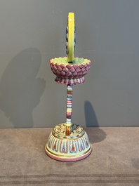 A rare Chinese famille rose Buddhist emblem altar ornament, Qianlong mark and of the period