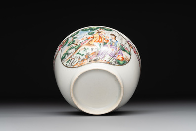 A Chinese famille rose 'Les Plaisirs du Printemps' cup and saucer, Qianlong