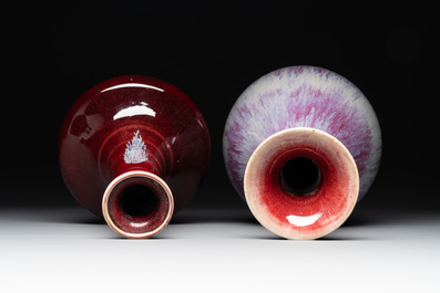Two Chinese flamb&eacute;-glazed vases, 19th C.