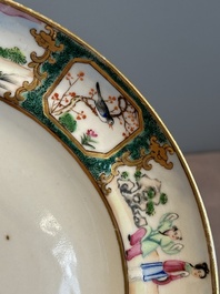 A pair of rare Chinese Canton famille rose armorial plates with the arms of Wight, ca. 1810