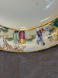 A pair of rare Chinese Canton famille rose armorial plates with the arms of Wight, ca. 1810