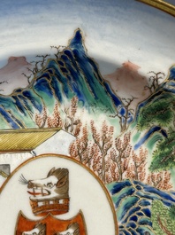 A rare Chinese Canton famille rose armorial soup plate with the arms of Wight, ca. 1810