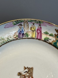 A pair of rare Chinese Canton famille rose armorial plates with the arms of Wight, ca. 1810