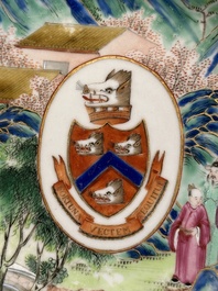 A rare Chinese Canton famille rose armorial soup plate with the arms of Wight, ca. 1810