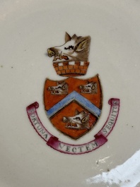 A pair of rare Chinese Canton famille rose armorial plates with the arms of Wight, ca. 1810