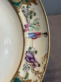 A pair of rare Chinese Canton famille rose armorial plates with the arms of Wight, ca. 1810