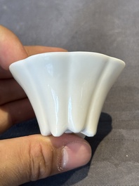 A pair of Chinese Dehua blanc de Chine flower-shaped cups, Kangxi