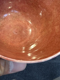 A Chinese peachbloom-glazed conical bowl, 19th C.