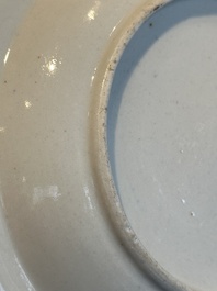 A pair of rare Chinese Canton famille rose armorial soup plates with the arms of Wight, ca. 1810