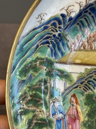 A rare Chinese Canton famille rose armorial soup plate with the arms of Wight, ca. 1810
