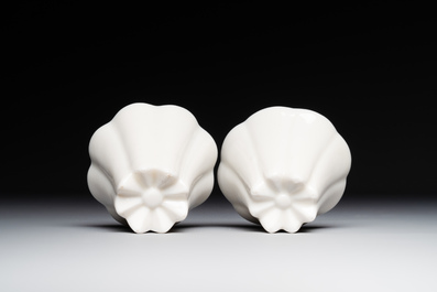 A pair of Chinese Dehua blanc de Chine flower-shaped cups, Kangxi