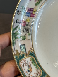 A pair of rare Chinese Canton famille rose armorial plates with the arms of Wight, ca. 1810