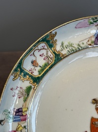 A pair of rare Chinese Canton famille rose armorial plates with the arms of Wight, ca. 1810