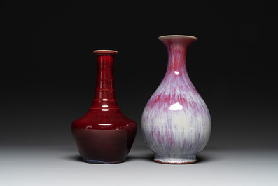 Two Chinese flamb&eacute;-glazed vases, 19th C.