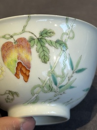 A pair of imperial Chinese famille rose 'balsam pear' bowls, Jiaqing mark and of the period