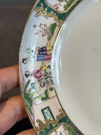 A pair of rare Chinese Canton famille rose armorial plates with the arms of Wight, ca. 1810