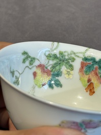 A pair of imperial Chinese famille rose 'balsam pear' bowls, Jiaqing mark and of the period