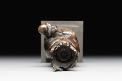 A bronze 'crowned Madonna with child' lustre ornament, Flanders, 16th C.