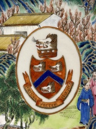 A rare Chinese Canton famille rose armorial soup plate with the arms of Wight, ca. 1810