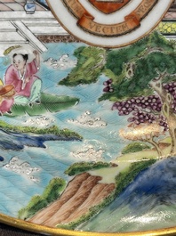 A pair of rare Chinese Canton famille rose armorial soup plates with the arms of Wight, ca. 1810