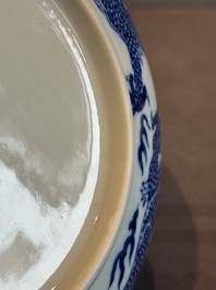 An imperial Chinese blue and white 'dragon' plate, Qianlong mark and of the period