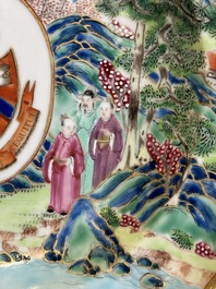 A rare Chinese Canton famille rose armorial soup plate with the arms of Wight, ca. 1810