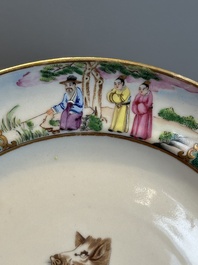 A pair of rare Chinese Canton famille rose armorial plates with the arms of Wight, ca. 1810
