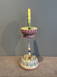 A rare Chinese famille rose Buddhist emblem altar ornament, Qianlong mark and of the period