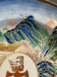 A rare Chinese Canton famille rose armorial soup plate with the arms of Wight, ca. 1810