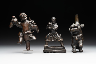 Three various Chinese bronze incense holders, Yuan/Ming