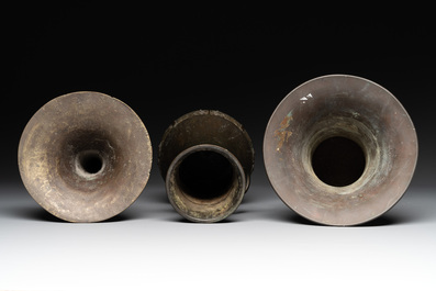 Five various Chinese archaistic bronze vases, Ming/Qing
