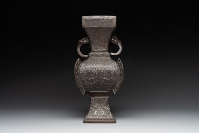 Five various Chinese archaistic bronze vases, Ming/Qing