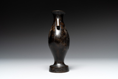 A rare archaistic bronze 'touhu' vase, Tianshun Mark, Ming