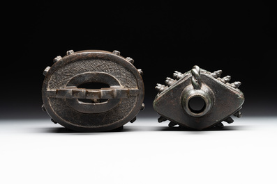 Two Chinese archaistic bronze bells, Song/Yuan