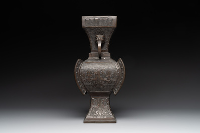Five various Chinese archaistic bronze vases, Ming/Qing
