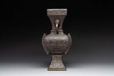 Five various Chinese archaistic bronze vases, Ming/Qing