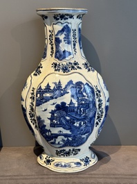 A Chinese blue and white vase depicting the Pearl River and the Whampoa Pagoda, Qianlong mark and of the period