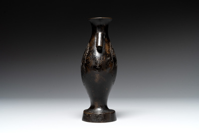 A rare archaistic bronze 'touhu' vase, Tianshun Mark, Ming