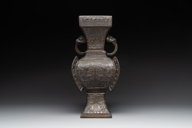 Five various Chinese archaistic bronze vases, Ming/Qing