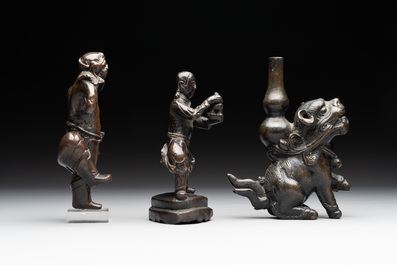 Three various Chinese bronze incense holders, Yuan/Ming