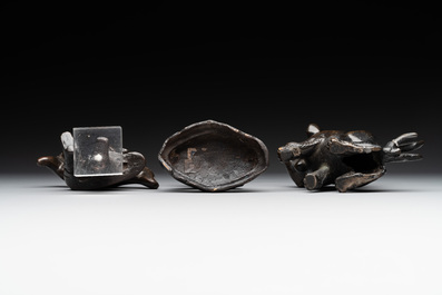 Three various Chinese bronze incense holders, Yuan/Ming