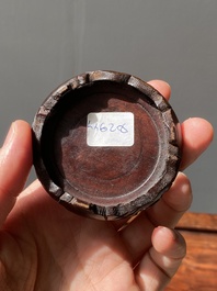 Two Chinese jade brush pots, Qing