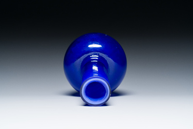 A Chinese translucent blue Peking glass bottle vase, Xianfeng mark and of the period