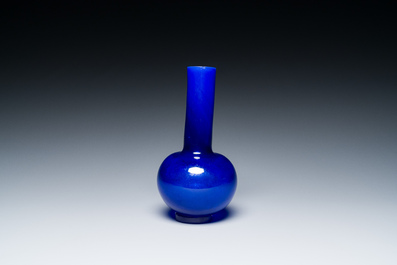 A Chinese translucent blue Peking glass bottle vase, Xianfeng mark and of the period