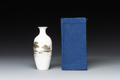 A varied collection of five Chinese famille rose, grisaille and iron-red porcelain, 20th C.