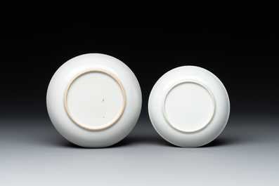 Two Chinese famille rose 'Don Quixote' saucers, 18/19th C.